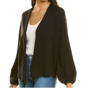 Michael Stars Cardigan Black Silver Metallic Details Liliana Long Bishop Sleeves